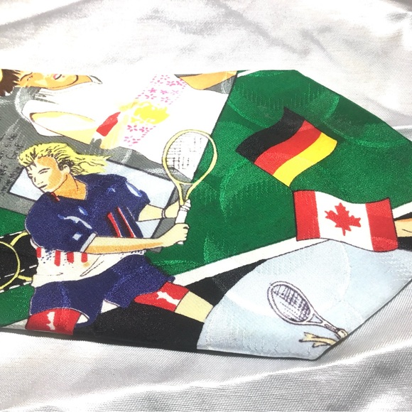 Sports Tennis Pro green,black, white, yellow, red Party Necktie - Picture 2 of 3